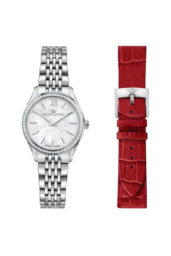 Swiss Made Roma Stainless Steel White Dial Quartz R8253217506 Women's Watch With Extra Strap