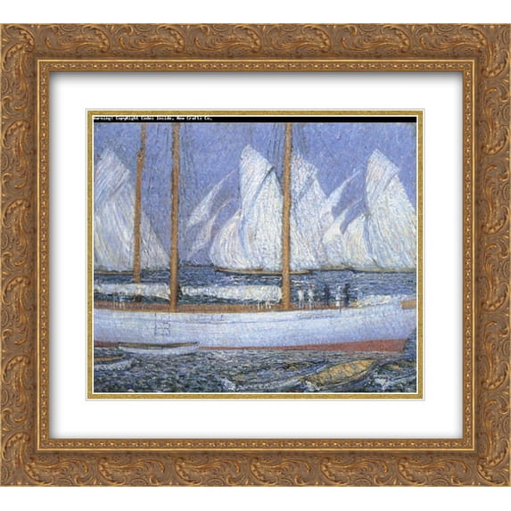 Philip Wilson Steer 2x Matted 22x20 Gold Ornate Framed Art Print 'A Procession of Yachts'