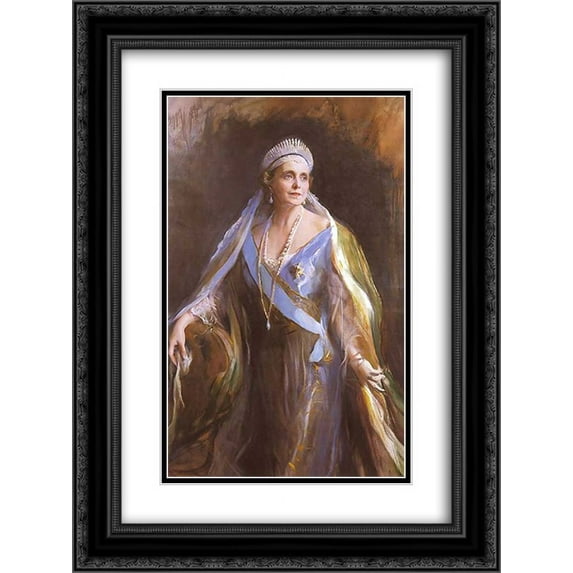 Philip de Laszlo 2x Matted 18x24 Black Ornate Framed Art Print 'Queen Marie of Romania'