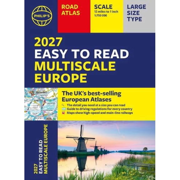 Philip`S Maps Philip's 2027 Easy to Read Multiscale Road Atlas of Europe (Paperback)