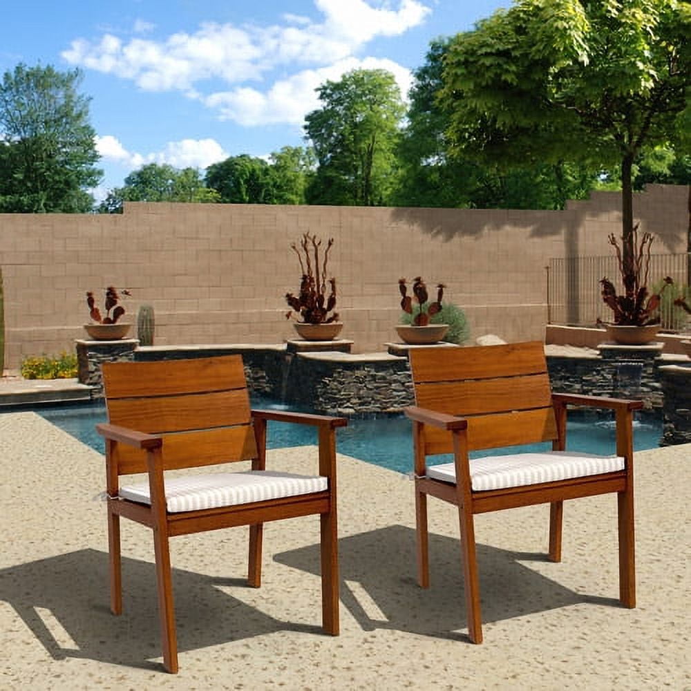 Philipe Eucalyptus Easy Carver 2-Piece Chair Set with Cushions, Brown