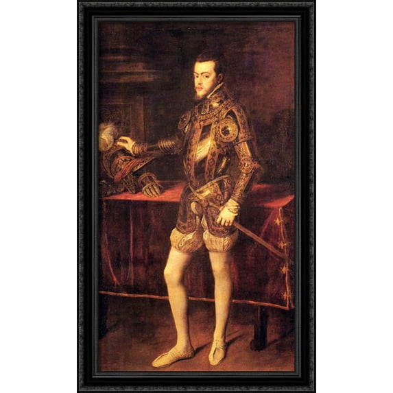 Philipp II, as Prince 24x40 Large Black Ornate Wood Framed Canvas Art by Titian