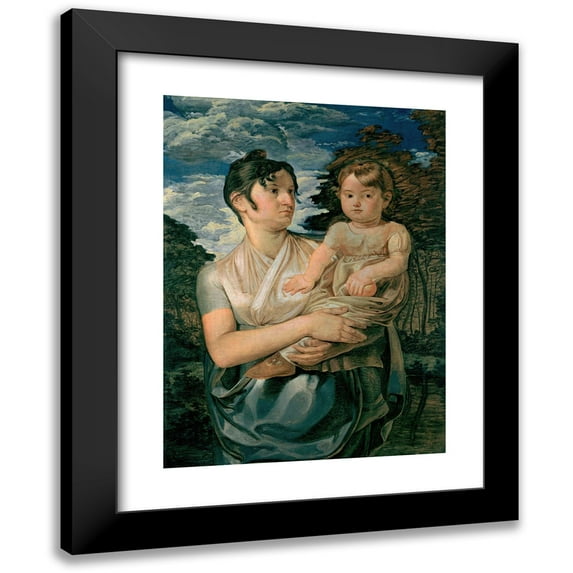 Philipp Otto Runge 11x14 Black Modern Framed Museum Art Print Titled - Pauline Runge with Her Two-Year-Old-Son (1807)