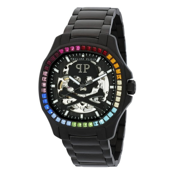 Philipp Plein Skeleton Spectre Automatic Crystal Black Dial Men's Watch PWRAA0823