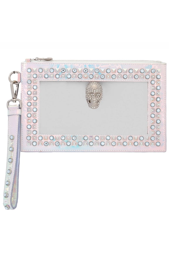 Studded Transparent Clutch With Strap