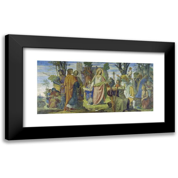 Philipp Veit 14x8 Black Modern Framed Museum Art Print Titled - The Arts Being Introduced to Germany by Christianity (1834 - 1836)