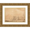 thumbnail image 1 of Philippe-Jacques de Loutherbourg 18x14 Gold Ornate Wood Frame and Double Matted Museum Art Print Titled - Smugglers, 1 of 4