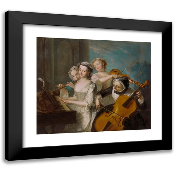 Philippe Mercier 17x15 Black Modern Framed Museum Art Print Titled - The Sense of Hearing (1744 to 1747)