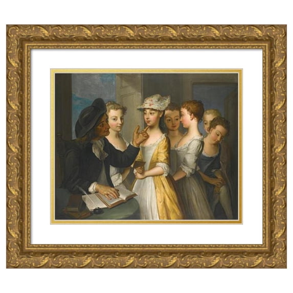 Philippe Mercier 24x20 Gold Ornate Framed and Double Matted Museum Art Print Titled - School for Girls