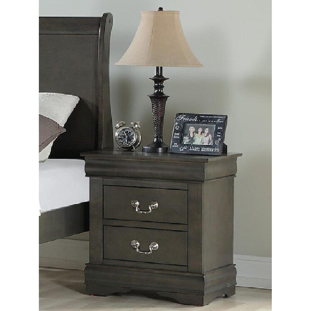 Philippe Nightstand in Dark Gray Night Stand Bedside Table Bedroom Side
