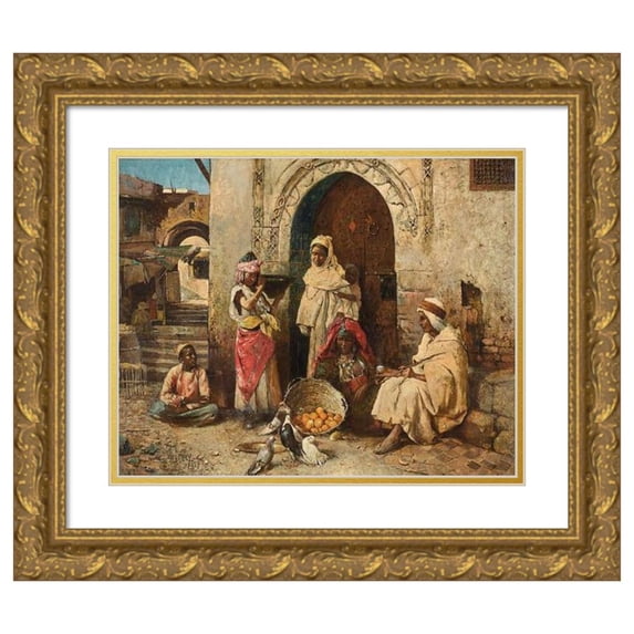 Philippe Pavy 14x12 Gold Ornate Wood Frame and Double Matted Museum Art Print Titled - The Orange Seller (1887)