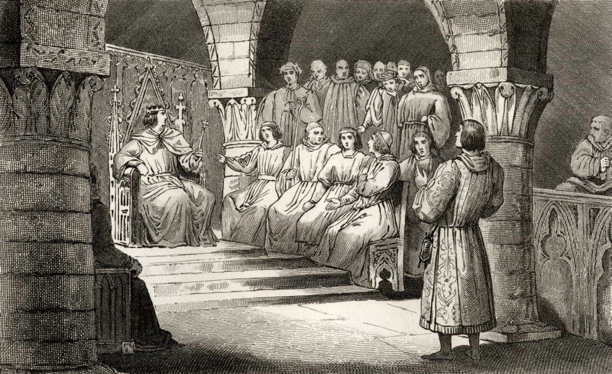 Philippe V The Tall 1293 To 1322 And The States-General Reject The Pretensions Of Jeanne Ii From Histoire De France By Colart Published Circa 1840 Canvas Art - Ken Welsh Design Pics (36 x 22)