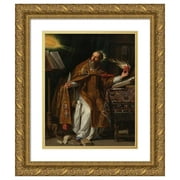Philippe de Champaigne 12x14 Gold Ornate Wood Frame and Double Matted Museum Art Print Titled - Saint Augustine About 1645