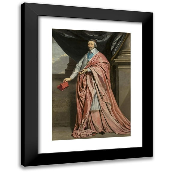 Philippe de Champaigne 14x18 Black Modern Framed Museum Art Print Titled - Portrait of Cardinal Richelieu