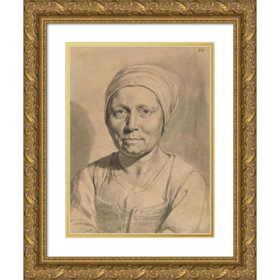 Philippe de Champaigne 14x18 Gold Ornate Wood Frame and Double Matted Museum Art Print Titled - Portrait of Dame Etiennette (1647)