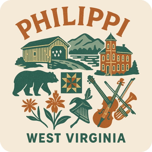 Philippi West Virginia Keepsakes Souvenir Vinyl Sticker – Destination Travel Keepsake Collectible (4-Inches Wide)