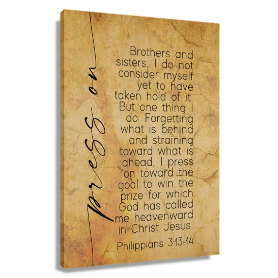 Philippian 3 13-14 Bible Scripture Wall Art Bible Poster for Bedroom Decor Hanging Contemporary Canvas Bathroom Pictures Wall Decoration
