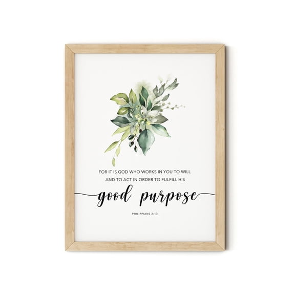 Philippians 2:13 God Works In You Scripture Wall Art Poster, Stretched Size 12x18