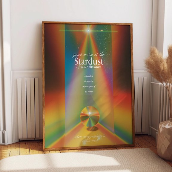 Rainbow Spectrum Inspirational Cosmic Poster - Stardust Dreams Art Poster - Cosmic Energy Space Themed Decor Wall Art, Modern Wall Decor, 24x36 UNFRAMED