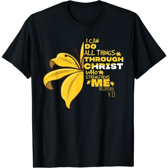 Philippians 4:13 Christian Scripture Bible Verses Gift Women T-Shirt Black 3X-Large
