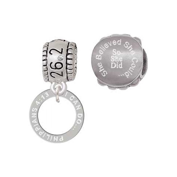 Philippians 4:13 Eternity Ring 26.2 Marathon Run She Believed She Could Charm Beads (Set of 2)