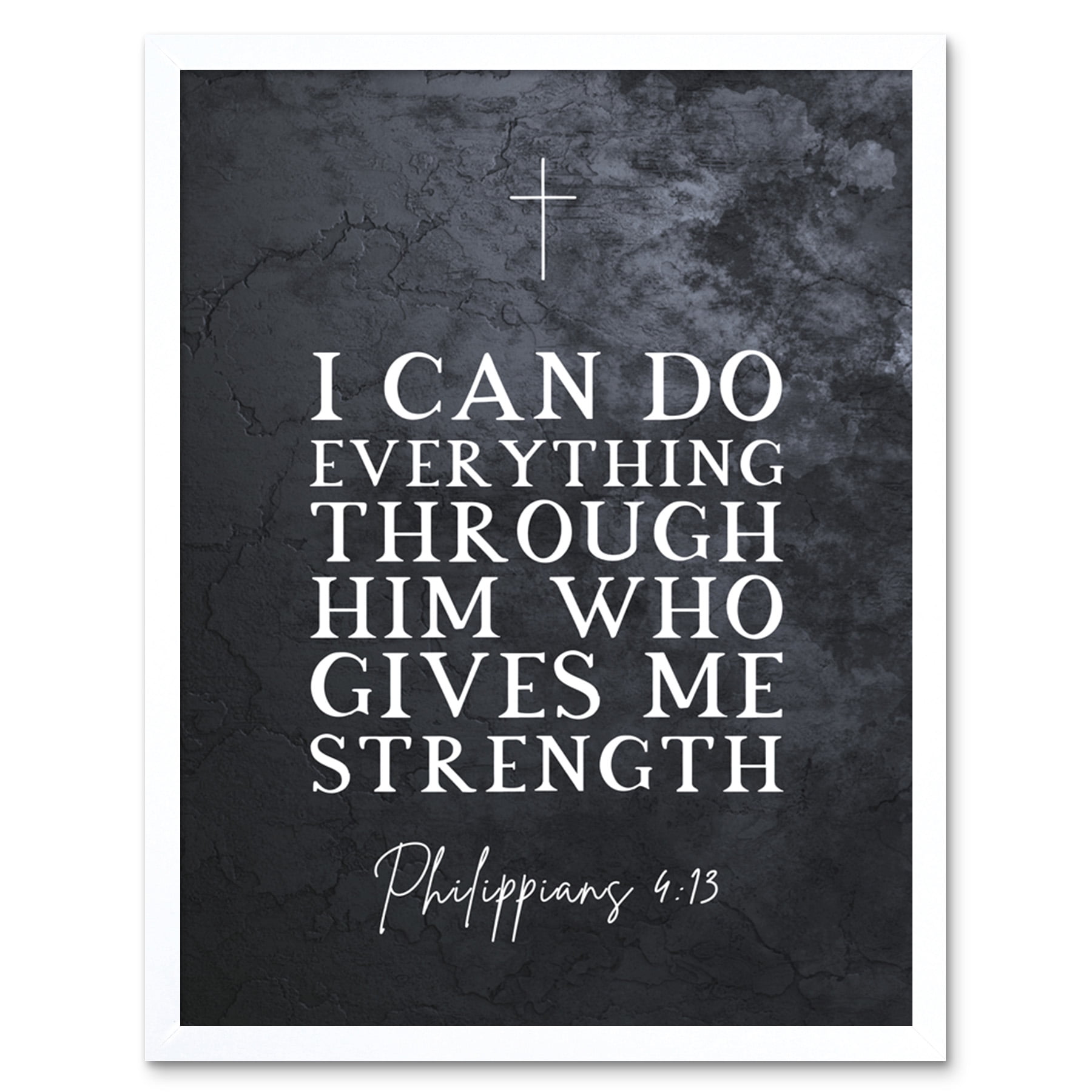 Philippians 4:13 Everything Through Him Who Gives Me Strength Christian Bible  Verse Quote Scripture Typography Art Print Framed Poster Wall Decor 12x16  inch - Walmart.com, image size:1800x1800