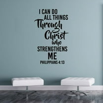 Philippians 4:13 I Can Do All Things Through Christ Who Strengthens Me Vinyl Wall Art Wall Sticker Wall Decal Decoration For Home Room Kids Room Nursery Room Girls Boys Décor Design Size (10x8 inch)