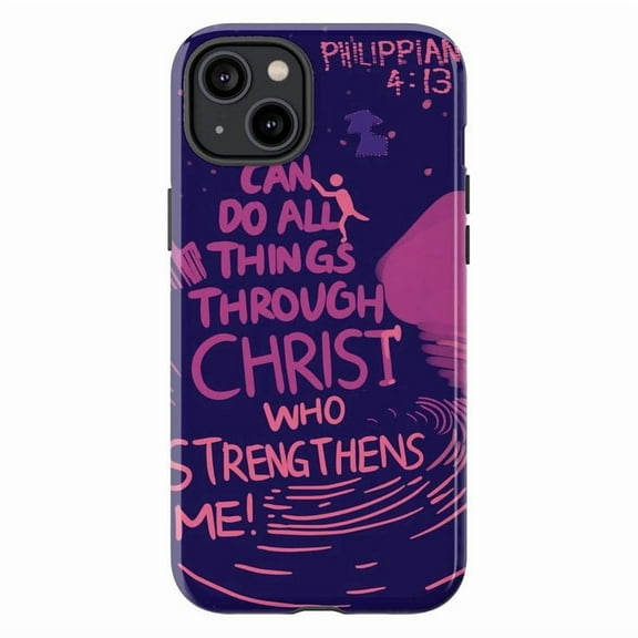 Philippians 4:13 Phone Case, I Can Do All Things Through Christ Bible Verse Cover for iPhone 17 16 15 14 13 12 11 Plus Pro Max Mini