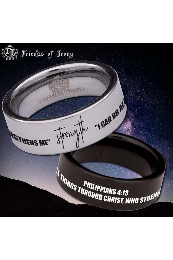 Philippians 4:13 Tungsten Carbide Ring