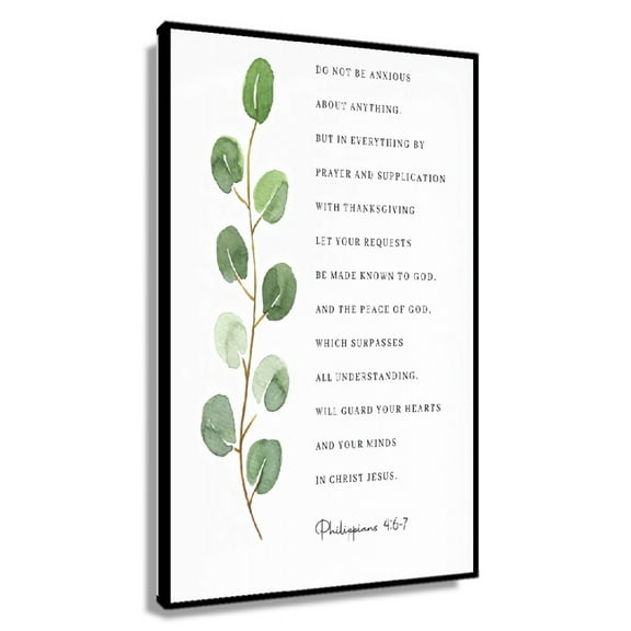 Philippians 4 6-7 Bible Verse Wall Art Botanical Scripture Printable Sign for Christian Home Baptism Gift Poster Decoration Picture for Hallway