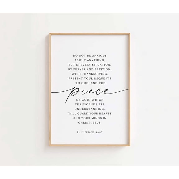 Philippians 4 6 7 Do Not Be Anxious Scripture Wall Art, Stretched Canvas Size 8x12