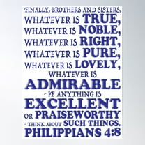 Philippians 4:8 Think About Such Things Poster Wall Art, Modern Wall Decor For Living Room Bedroom, 8x12 UNFRAMED