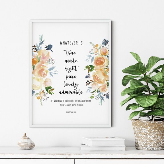 Philippians 4:8 Whatever Is True design 2 Unframed Paper Print