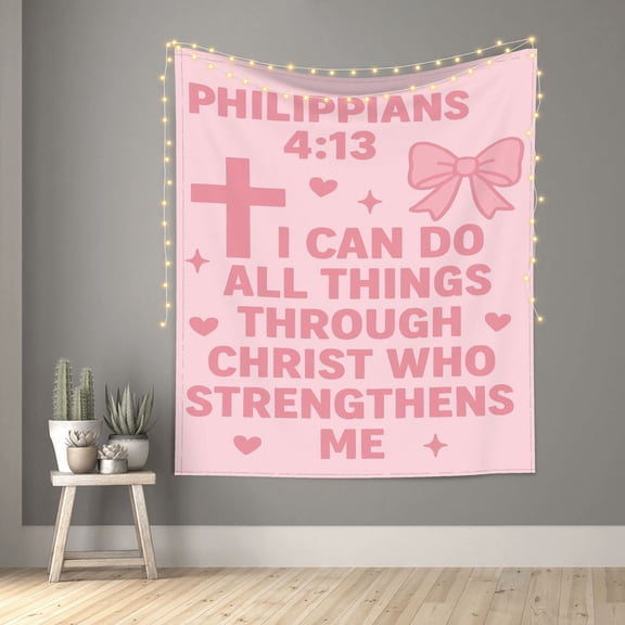 Philippians 4 Feminine Minimal Bible Verse Gift Tapestry Indian Wall Hanging Tapestries Room Decor for Bedroom Living Room Dorm 60X50inch