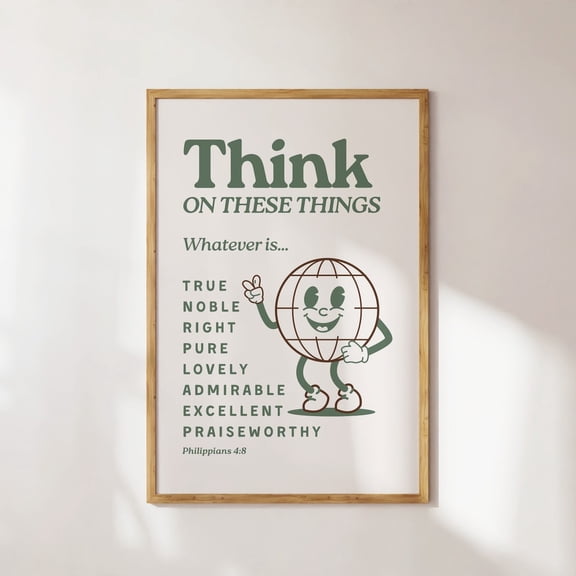 Philippians 4 School Classroom Sage Green Wall Decor, Unframed Poster
