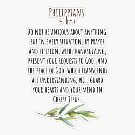 Philippians 467 Christian Bible Verse for Anxiety Sticker