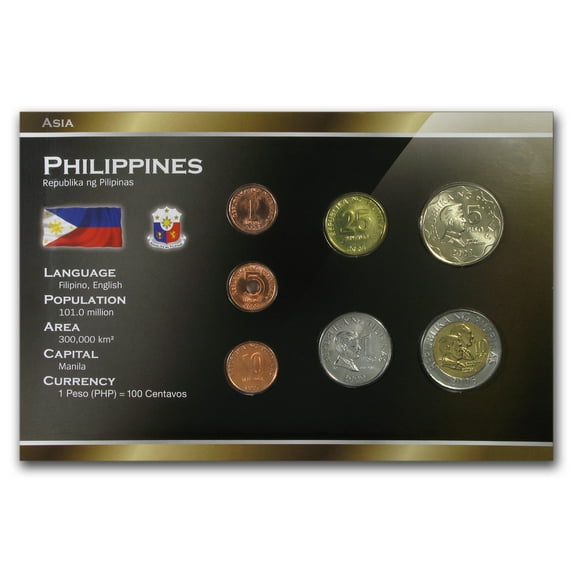 Philippines 1 Sentimo - 10 Piso 7-Coin Set BU