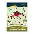 thumbnail image 1 of Philippines Air Lines - Mabuhay Miles - Vintage Airline Travel Poster c.1950 - Fine Art Matte Paper Print (Unframed) 24x32in, 1 of 4