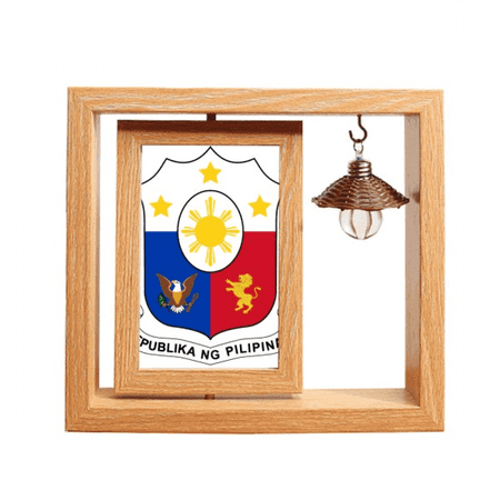 Philippines Asia National Emblem Wooden Rotating Picture Photo Frame 4x6