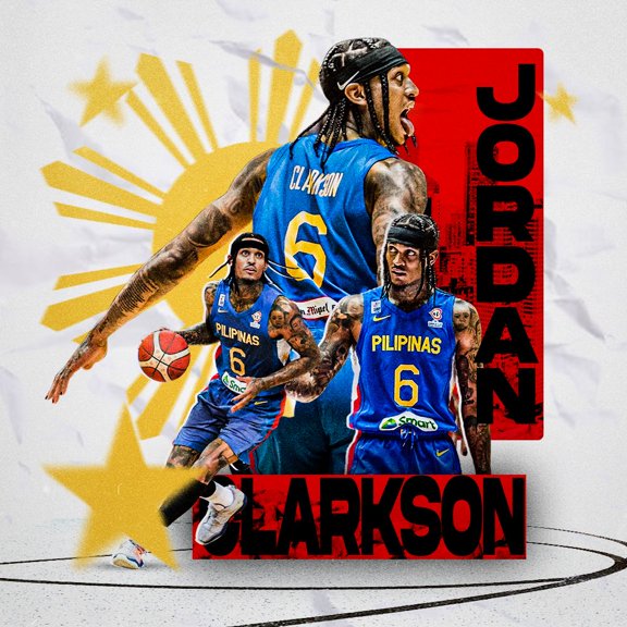 Philippines Basketball Clarkson Wall Art Poster National Colors Elite Guard Illustration Modern Jordan Sports Style Size 24x36 Unframed Poster