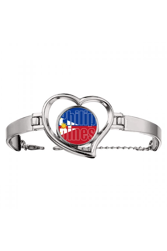 Philippines Country Flag Name Bracelet Heart Jewelry Wire Bangle