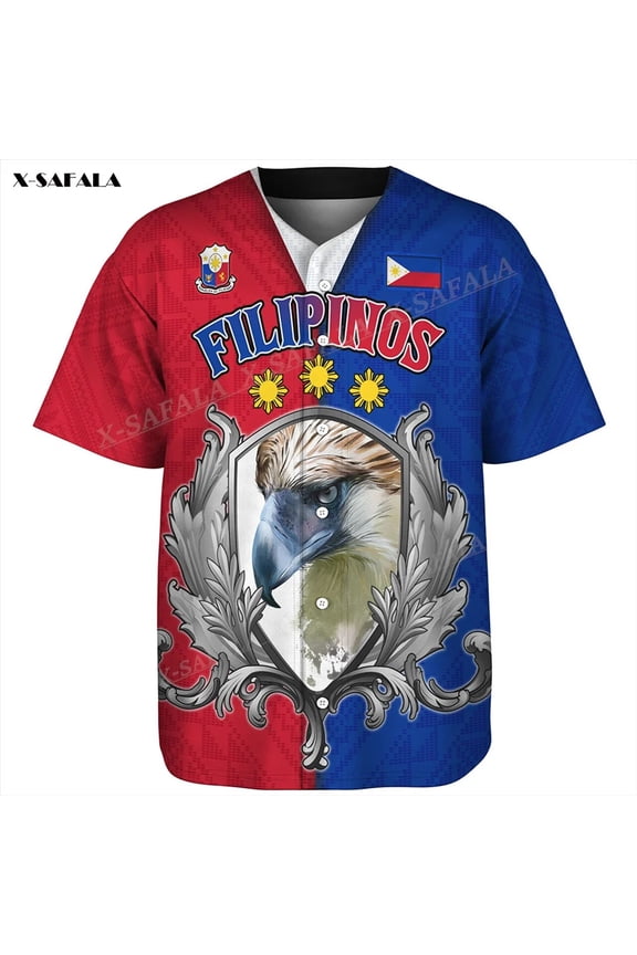 Philippines Filipinos Philippine Eagle 3D Printed High Quality Baseball Jersey Shirts Tee