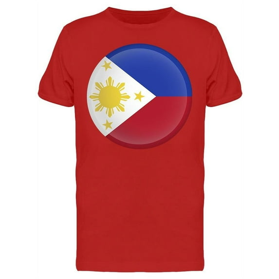 Philippines Flag Button Round T-Shirt Men -Image by Shutterstock, Male Small