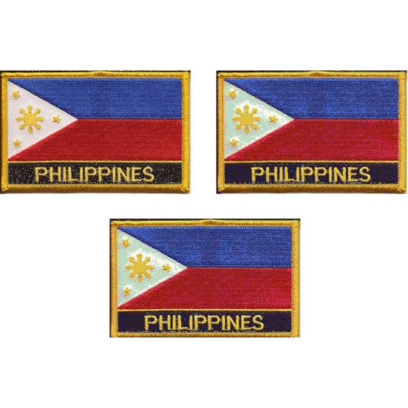 Philippines Flag Patches – Embroidered Iron-On/Sew-On Set with Country Name Canadian Pride Emblems for , Bags & Uniforms