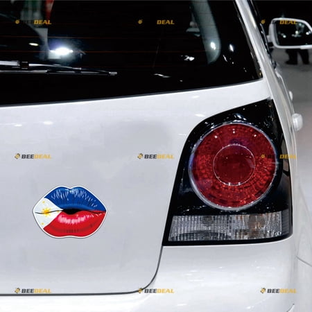 Philippines Flags Lips Pilipinas Filipino Car Magnet Magnetic Sticker Decal - 2 Pack Reflective 4" - for Truck Door Fridge Reusable Waterproof