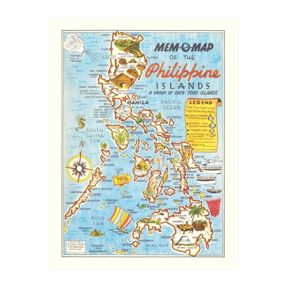 Philippines Map, 1945 Vintage Map of Philippines History Wall Decor Gift, Old Philippines Map - 18" x 24" Unframed Print