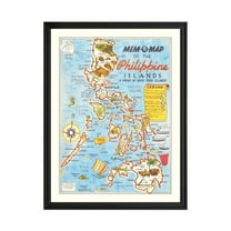 Philippines Map, 1945 Vintage Map of Philippines History Wall Decor Gift, Old Philippines Map - 24" x 36" Black Framed Print