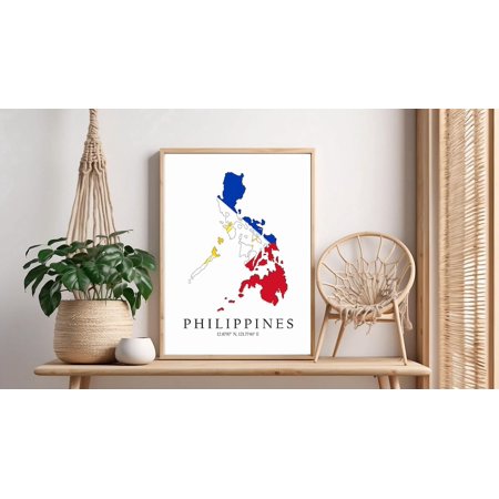 Philippines Map Poster Print: Flag & Coordinates Home Decor