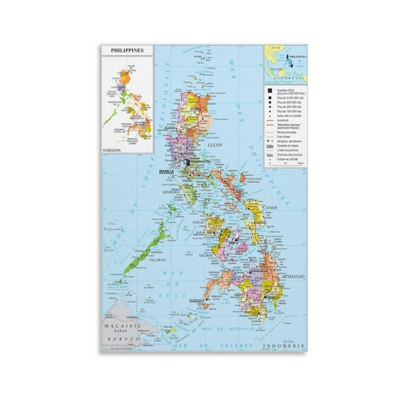 Philippines Map Posters Room Aesthetic Poster Print Art Wall Painting Canvas Posters Gifts Modern Bedroom Decor 20x30inch(50x75cm)