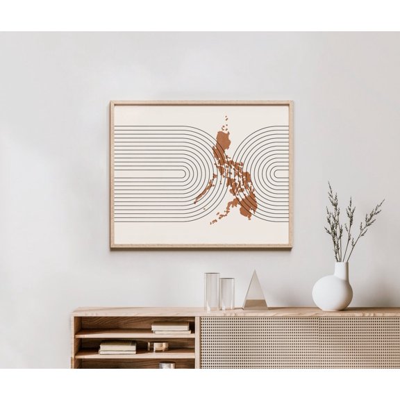 Philippines Map Wall Art Print, Mid Century Retro Country Decor